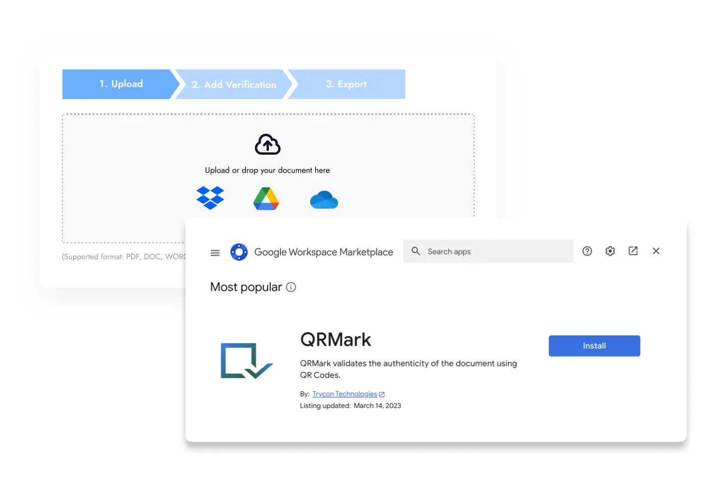 Upload your document or use add-on like Google Docs and Microsoft 365 and add a QR Code using QR Mark to keep your original documents safe from tampering.
