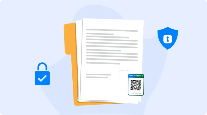 Image showing how to protect paper documents with QR Mark