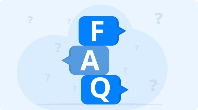 Graphic with letters F, A, and Q stacked in colored text boxes, representing a Frequently Asked Questions section