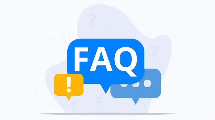 The word “FAQ” written inside a speech bubble, representing common questions related to confidential document security.