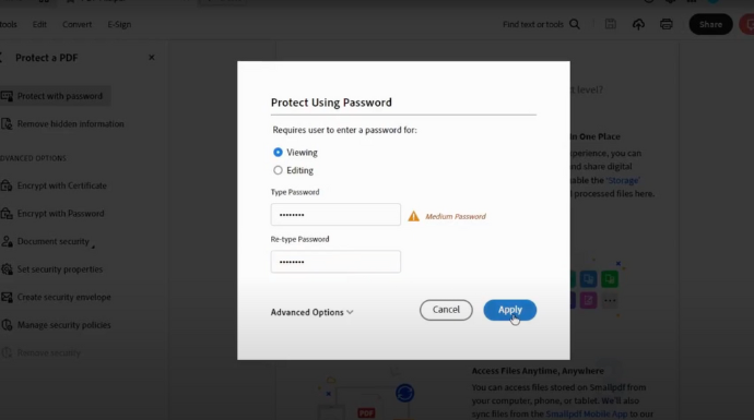Secure PDF Documents via Adobe Acrobat