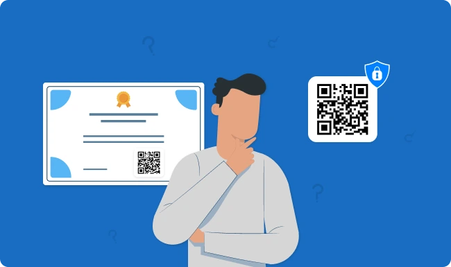 Confused individual pondering qhy QR Codes are used on certificates