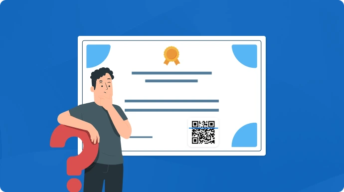 Person trying to figure out how to scan a QR code on a certificate