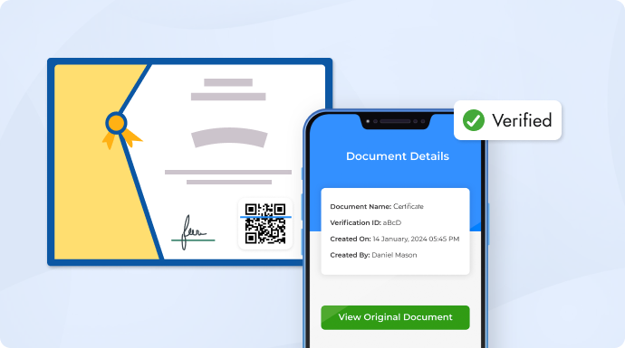 Making certificate verifiable with QR Mark.