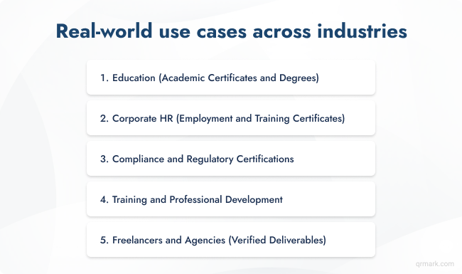 Real world use cases for QR Code Generator for certificate.