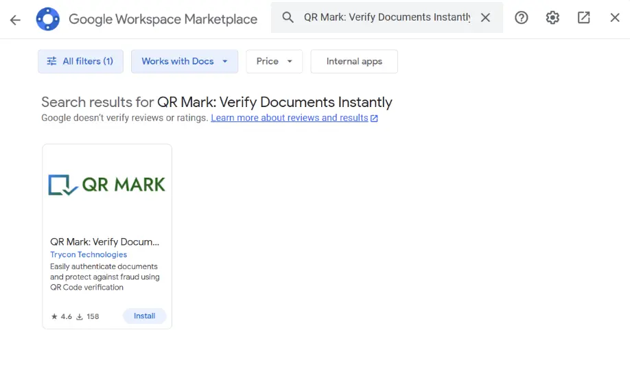  qr mark add on as seen on google workspace marketplace
