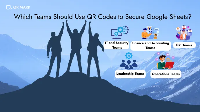 an infographic that helps people understand which teams can make the best use of using qr codes for securing google sheet