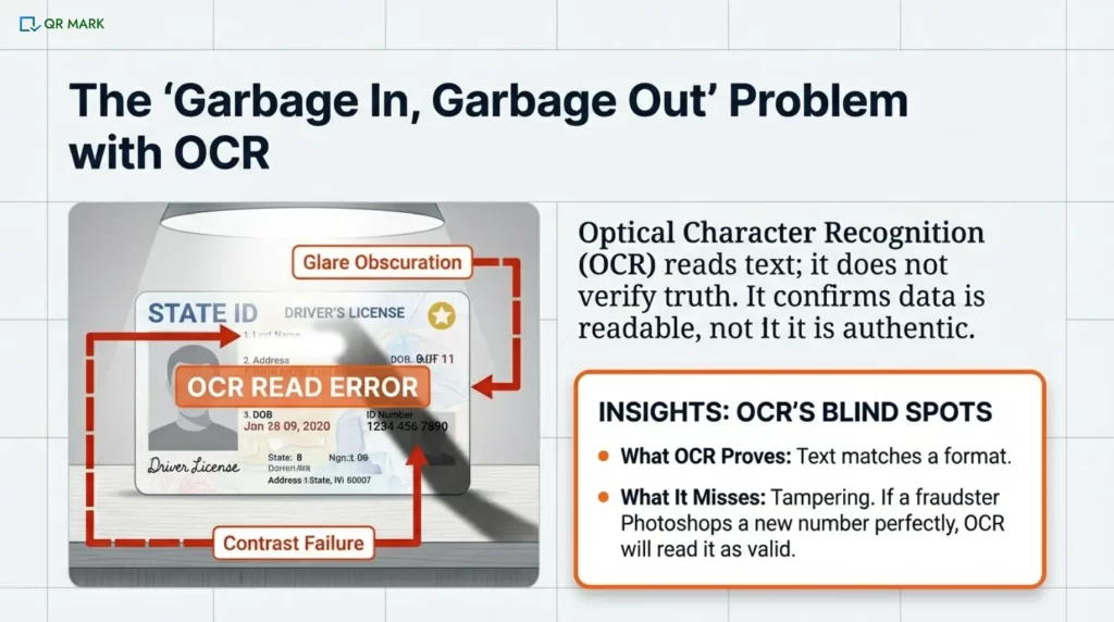 AN INFOGRAPHIC THAT TALKS ABOUT THE PROBLEM WITH OCR WHEN IT COMES TO DOCUMENT VERIFICATION