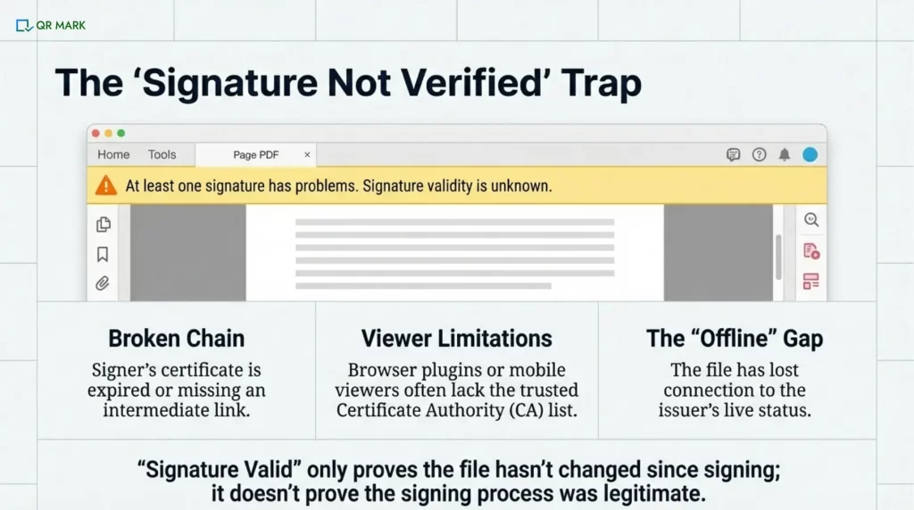 AN INFOGRAPHIC THAT TALKS ABOUT HOW DIGITAL SIGNATURE CAN CREATE PROBLEMS DURING DOCUMENT VERIFICATION