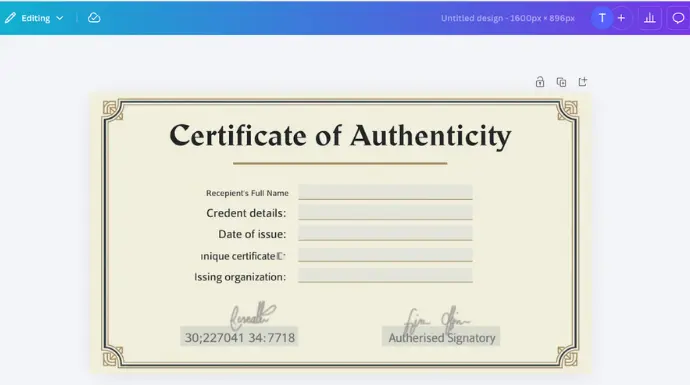 a screenshot of a canva design showing how to create a certificate
